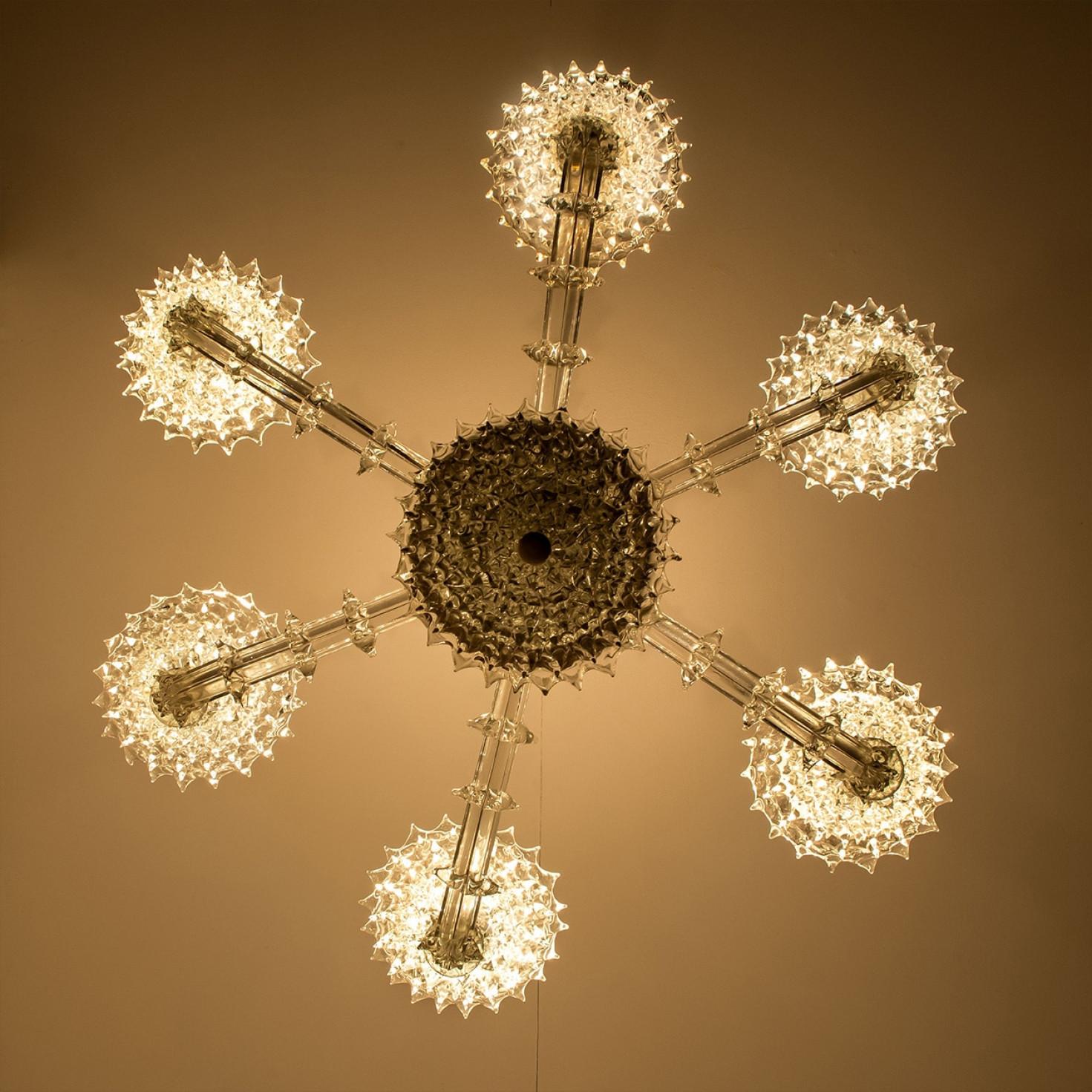 Impresionante araña de cristal cáliz Barovier & Toso de 6 brazos, Italia 1990 Italiano en venta