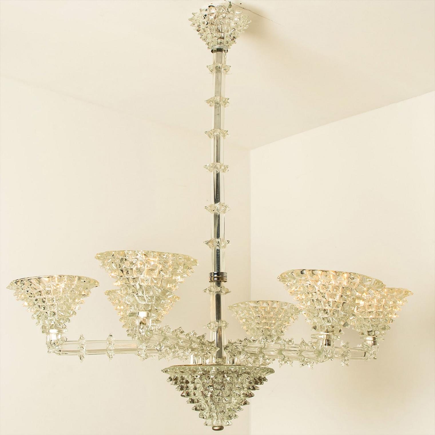 Other Stunning Barovier & Toso Chalice Glass Chandelier 6 arms, Italy 1990 For Sale