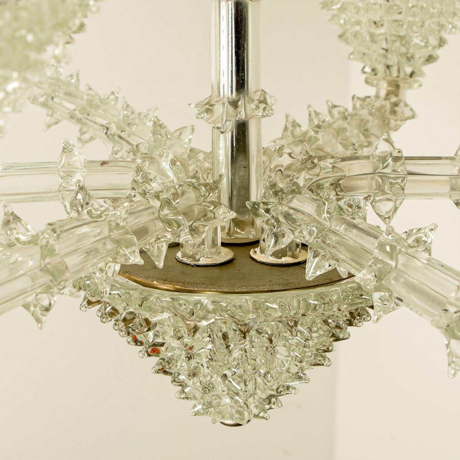 Impresionante araña de cristal cáliz Barovier & Toso de 6 brazos, Italia 1990 en Bueno estado para la venta en Rijssen, NL