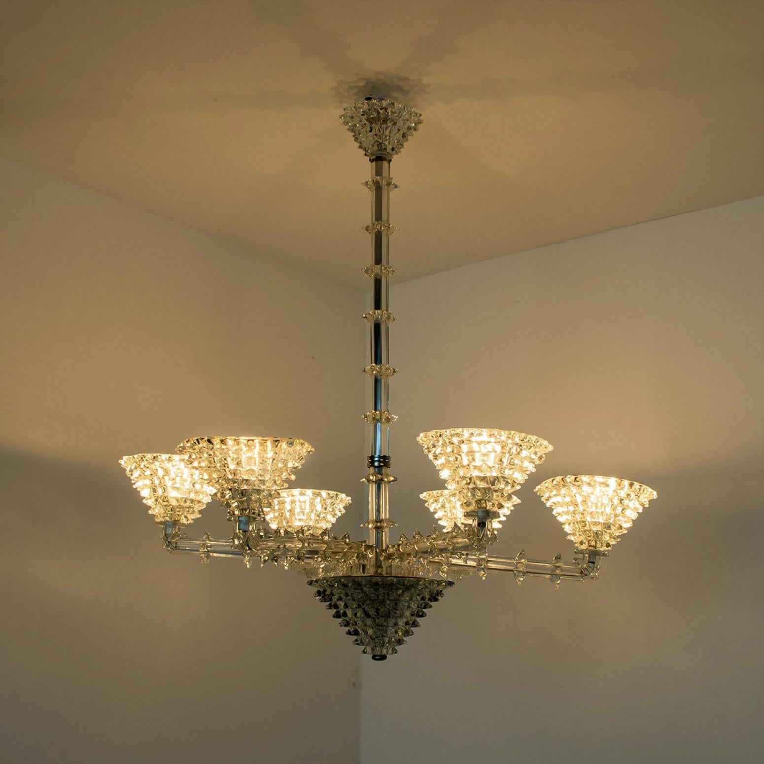 Impresionante araña de cristal cáliz Barovier & Toso de 6 brazos, Italia 1990 finales del siglo XX en venta