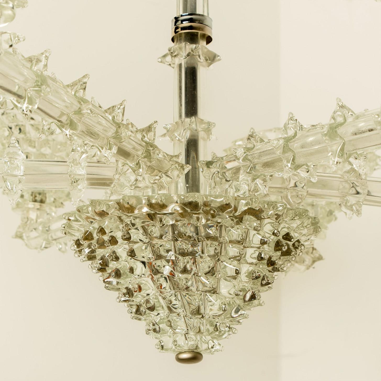Murano Glass Stunning Barovier & Toso Chalice Glass Chandelier 6 arms, Italy 1990 For Sale