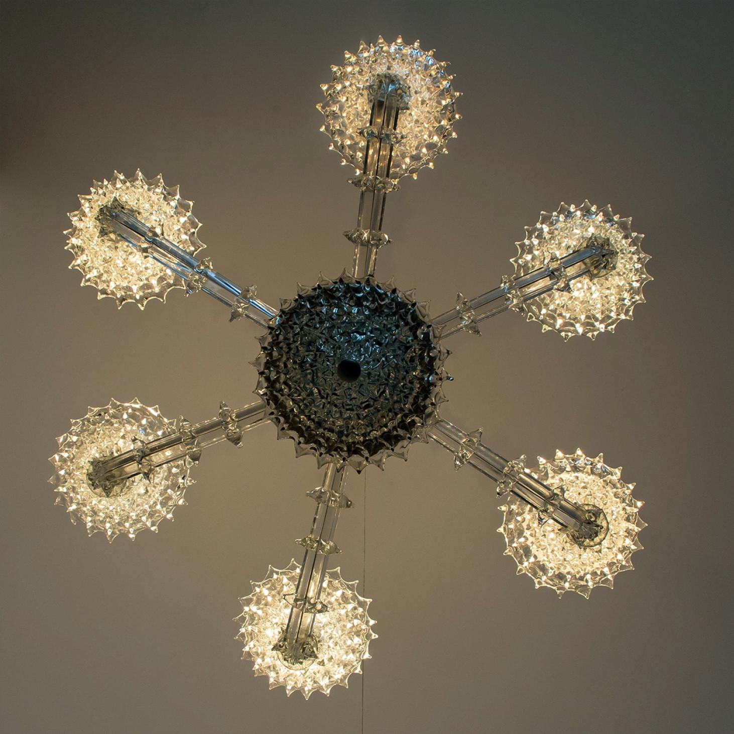 Stunning Barovier & Toso Chalice Glass Chandelier 6 arms, Italy 1990 For Sale 1
