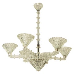 Stunning Barovier & Toso Chalice Glass Chandelier 6 arms, Italy 1990