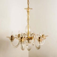 Stunning Barovier & Toso Murano Glass Chandelier 6 arms, Italy 1990