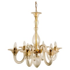 Stunning Barovier & Toso Murano Glass Chandelier 6 arms, Italy 1990