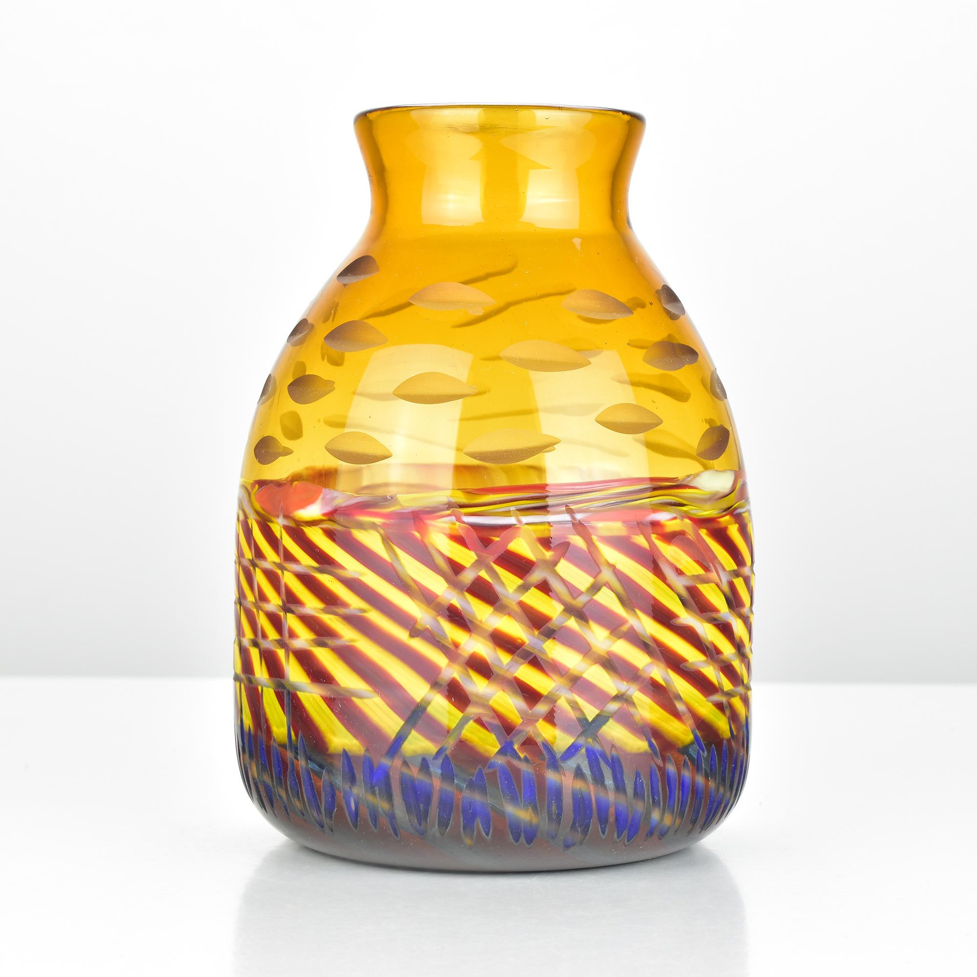 Fatto a mano Stupefacente vaso Battuto dello Studio Salvatore Murano Italia in vendita