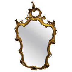 Impresionante y precioso espejo antiguo de estilo Luis XV, de madera y estuco, de la década de 1910