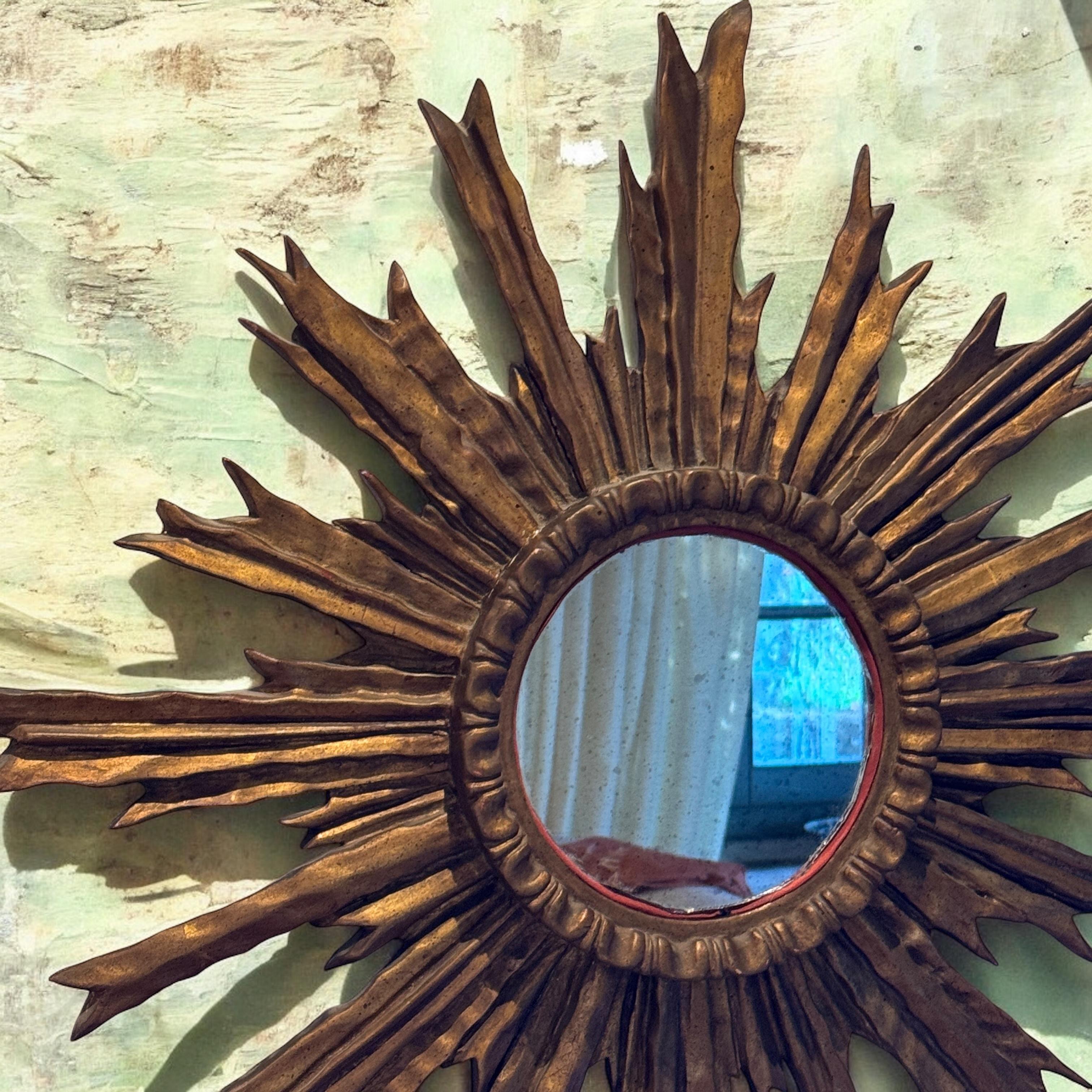 Atemberaubend Schöne Starburst Sunburst Vergoldetes Holz Spiegel Italien, ca. 1920er Jahre im Angebot 4