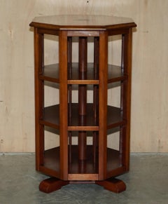 Stunning Beautifully Inlaid Octagonal Revolving Bookcase Book Table Must See Pic