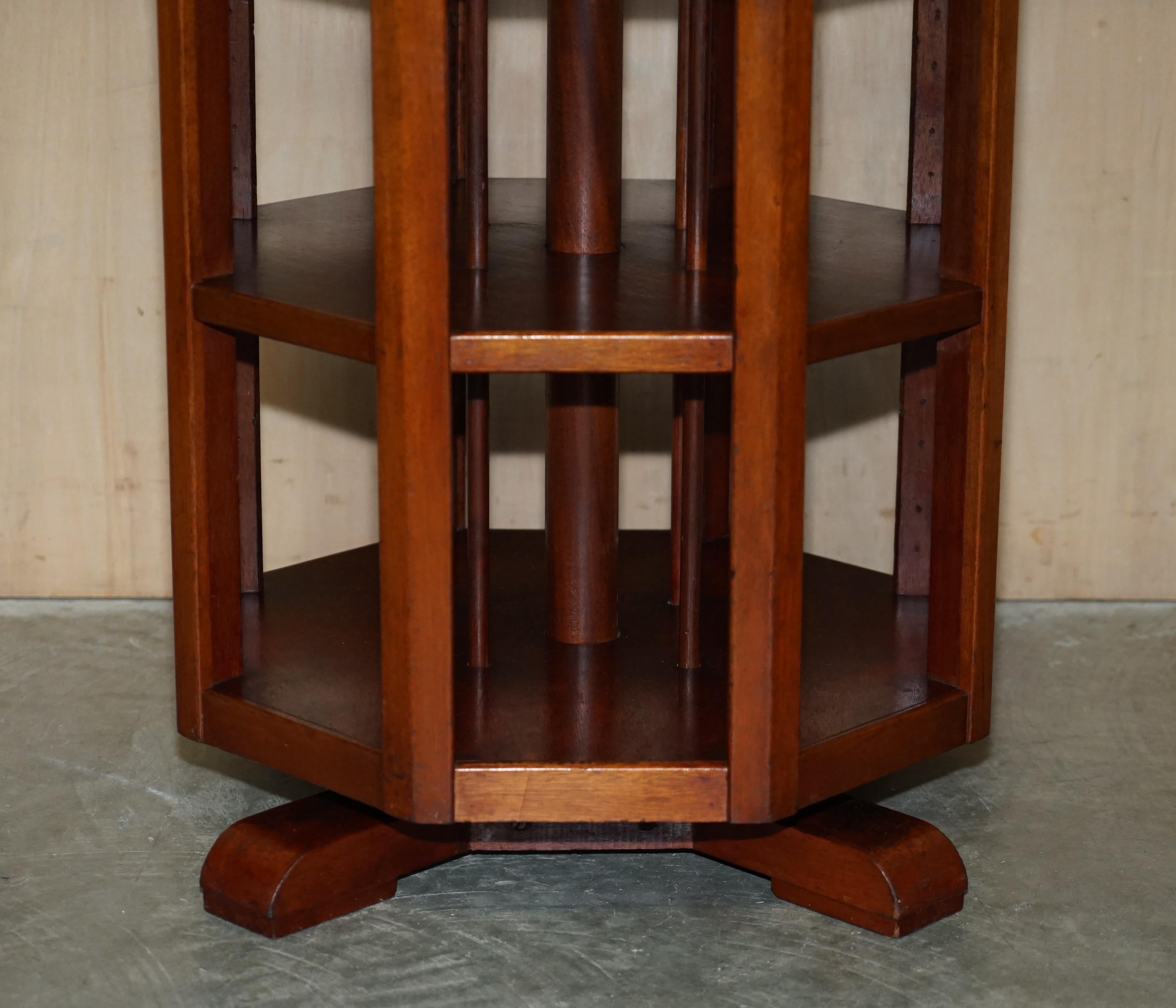 Edwardian Stunning Beautifully Inlaid Octagonal Revolving Bookcase Book Table Must See Pic For Sale