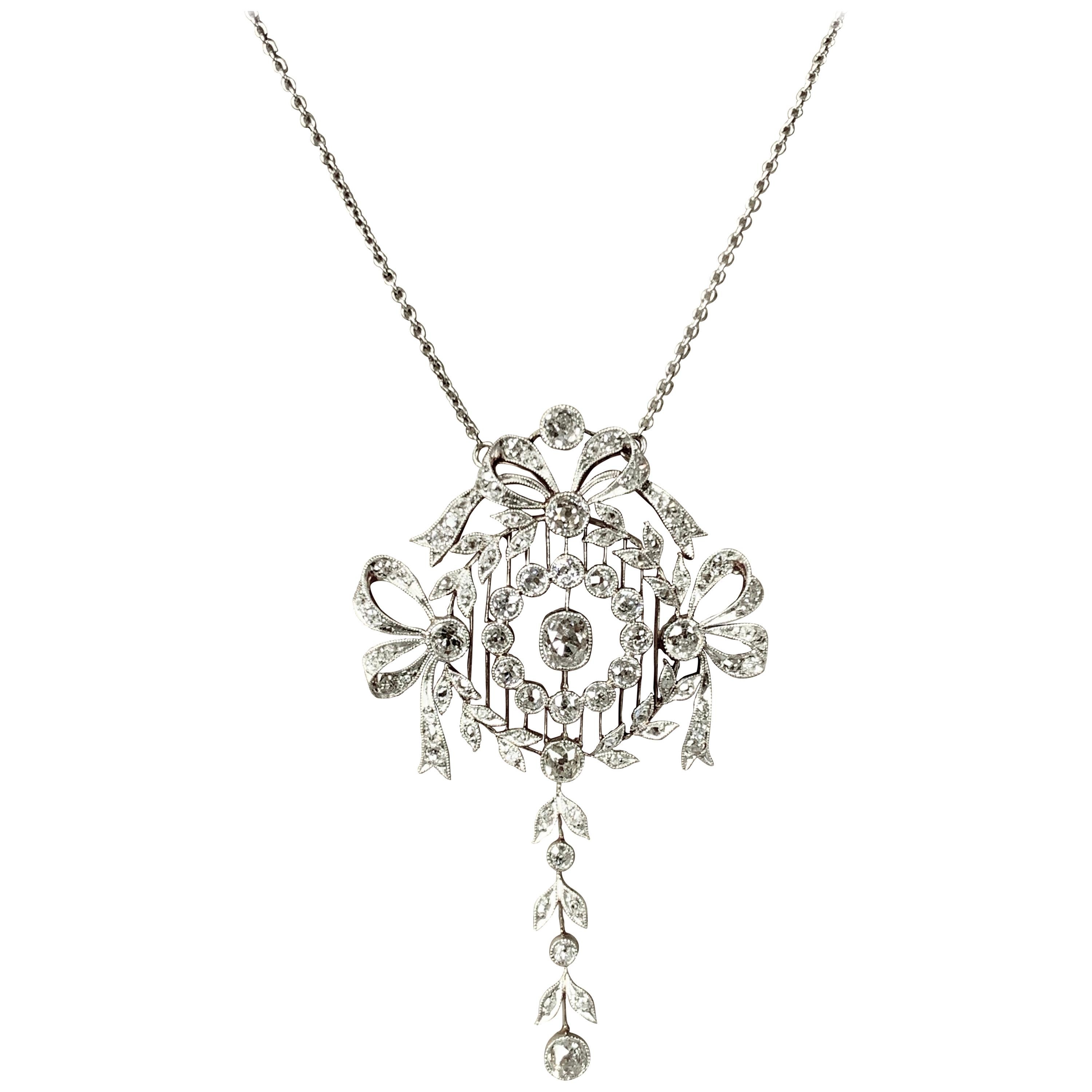 Stunning Belle Epoque Diamond Pendant For Sale