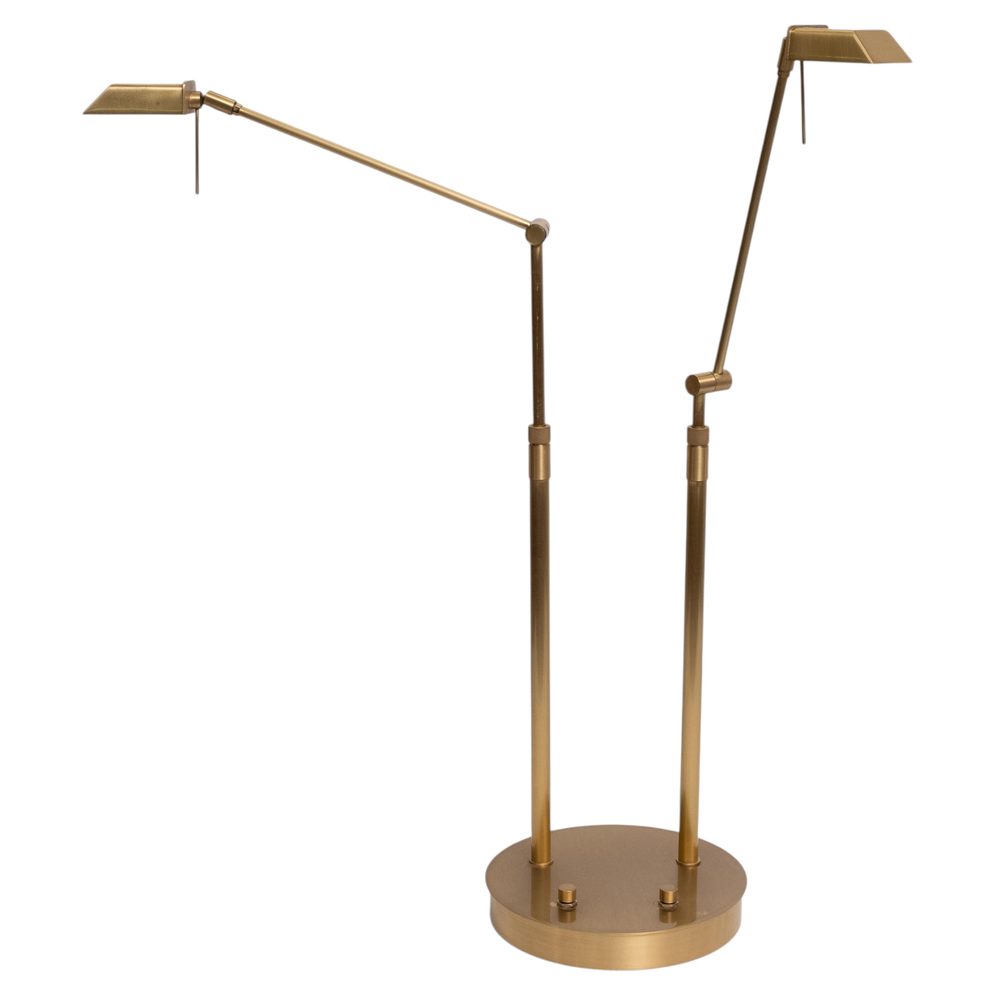 Stunning Ben Demmers Brass double l table lamp 1980s For Sale