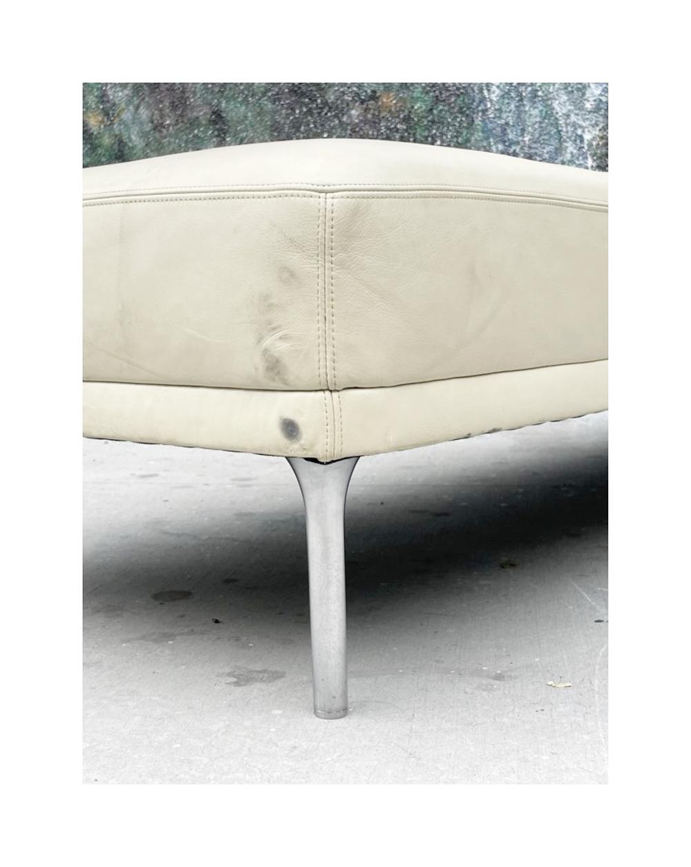 Stunning Bench with Stainless Steel Round Legs & Leather Upholstery For Sale 6