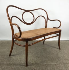 Stunning Bentwood Art Nouveau Bench / Settee Caned Seat Michael Thonet, Austria