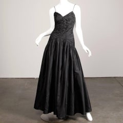 Stunning Bergdorf Goodman on the Plaza Vintage Black Silk Evening Gown or Dress