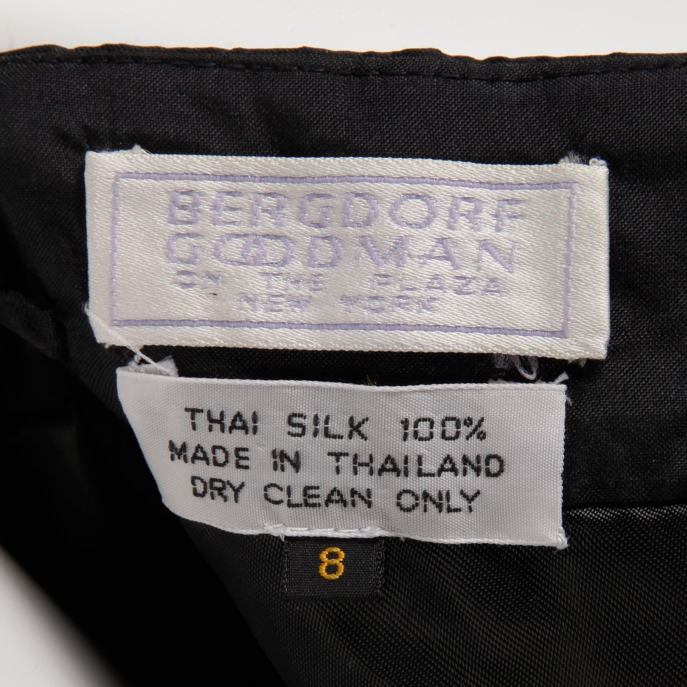 Stunning Bergdorf Goodman on the Plaza Vintage Black Silk Evening Gown or Dress In Excellent Condition In Sparks, NV