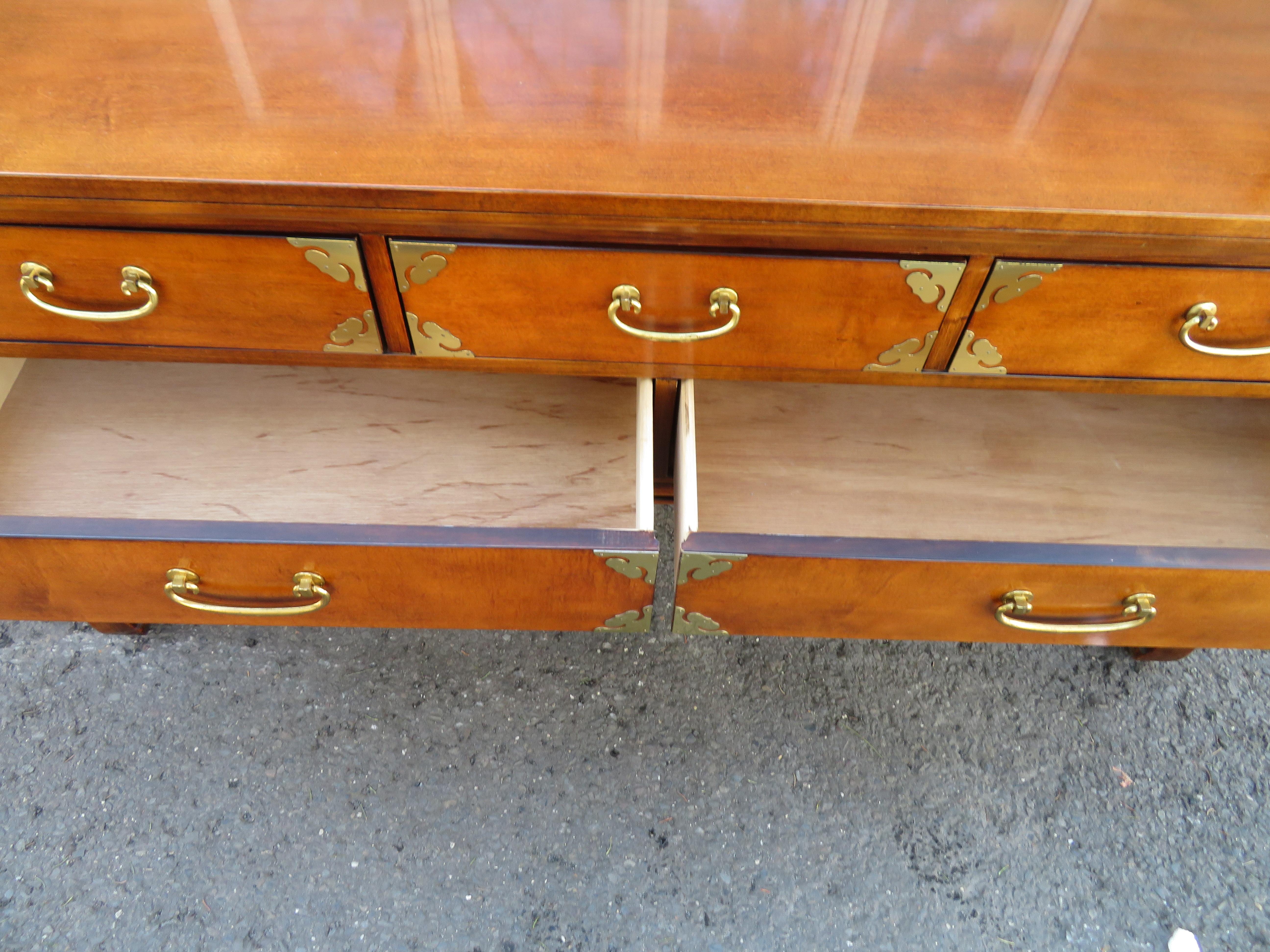 Late 20th Century Stunning Bernhardt Asian Chinoiserie Alter Table Console Campaign Midcentury For Sale