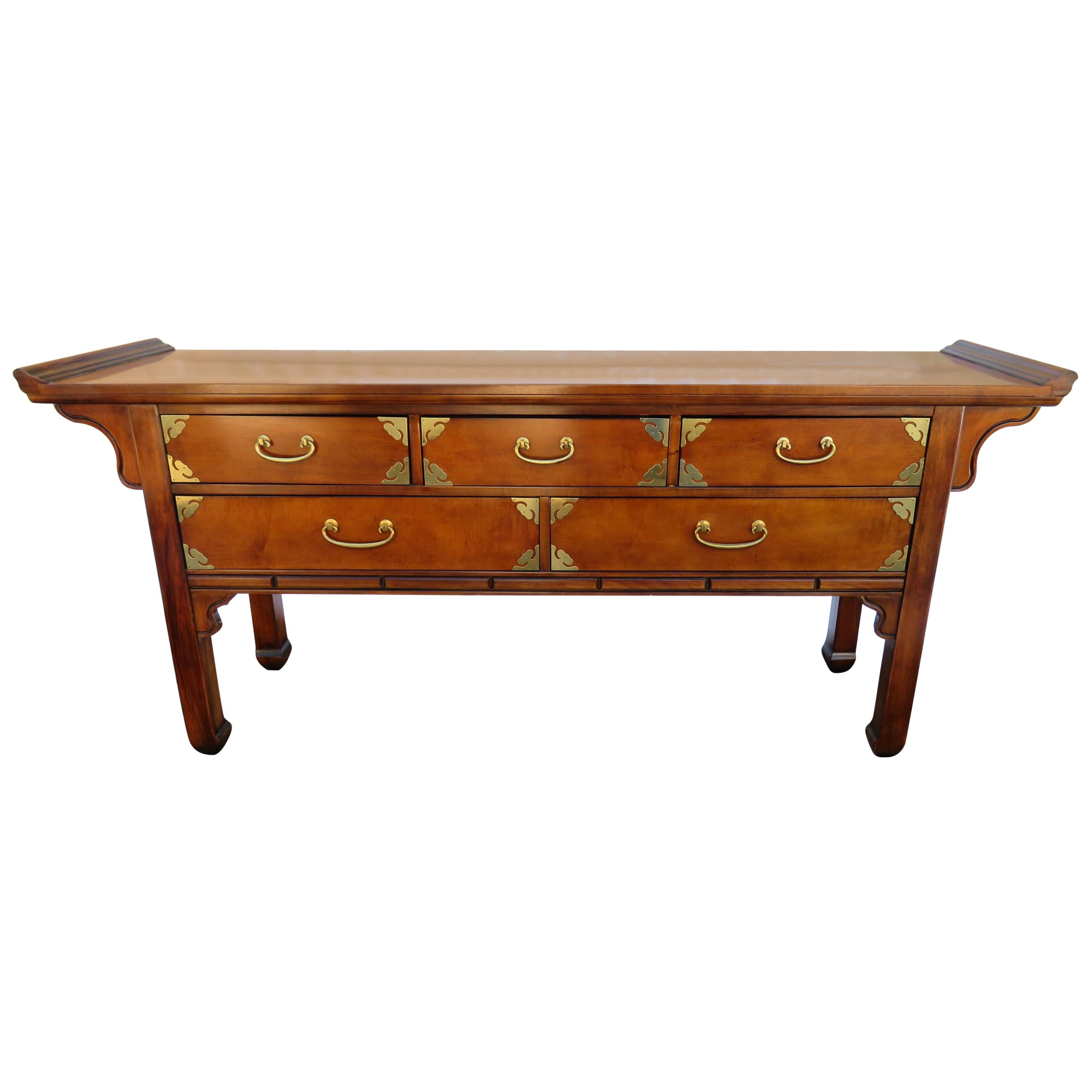 Stunning Bernhardt Asian Chinoiserie Alter Table Console Campaign Midcentury