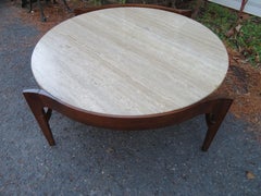 Stunning Bertha Schaefer Travertine Round Coffee Table Mid-Century Modern