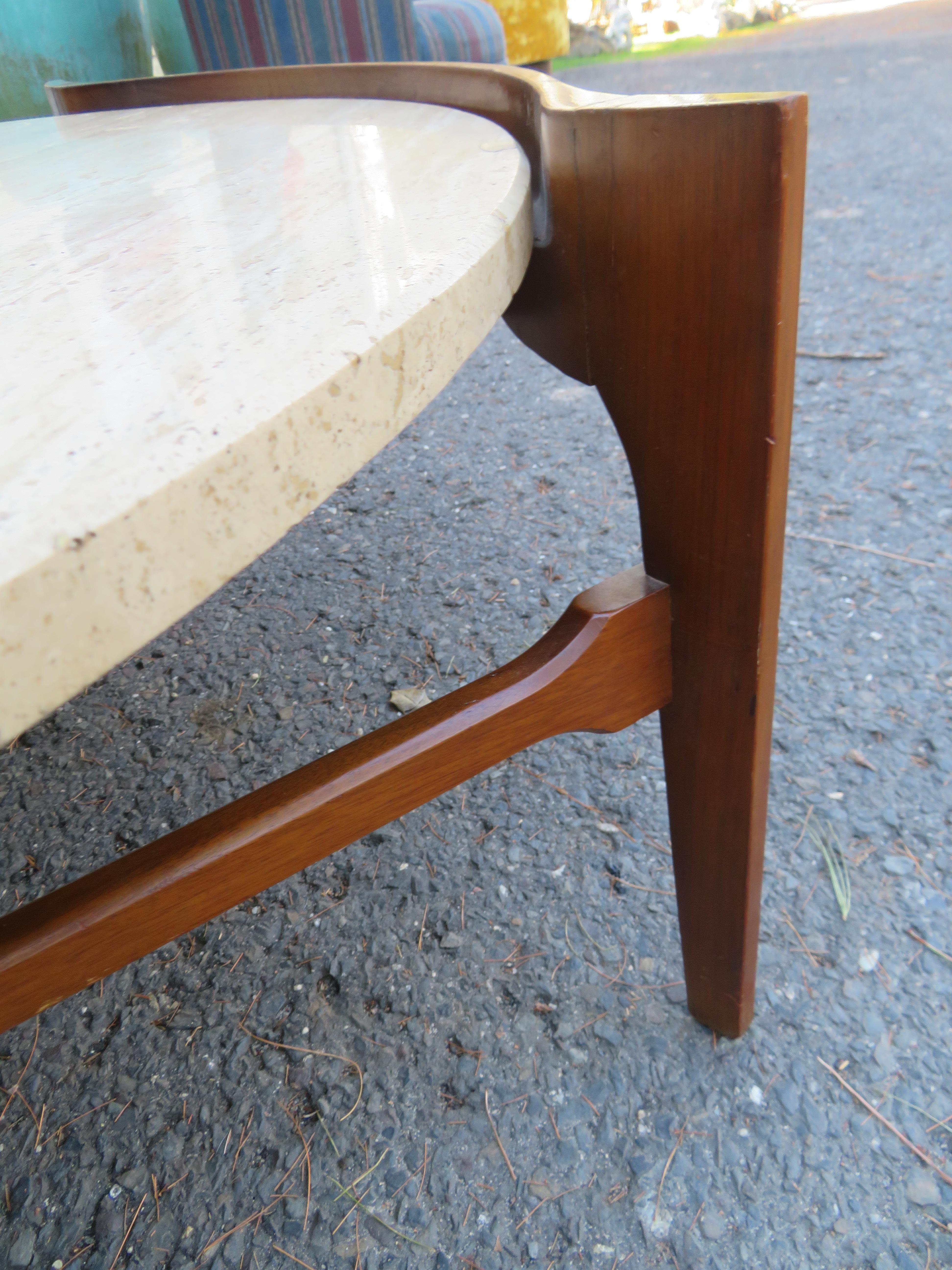 Mid-20th Century Stunning Bertha Schaefer Travertine Round Coffee Table Mid-Century Modern