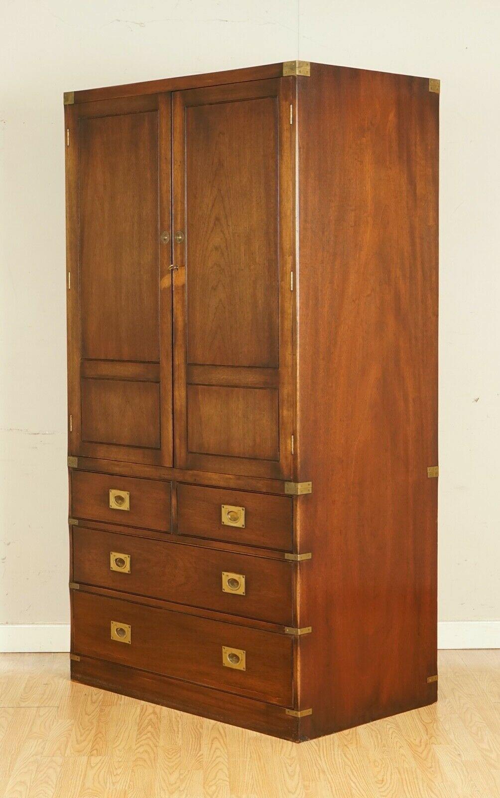 Stunning Bevan and Funnel Military Campaign Wardrobe/Cabinet with Brass Handles 5