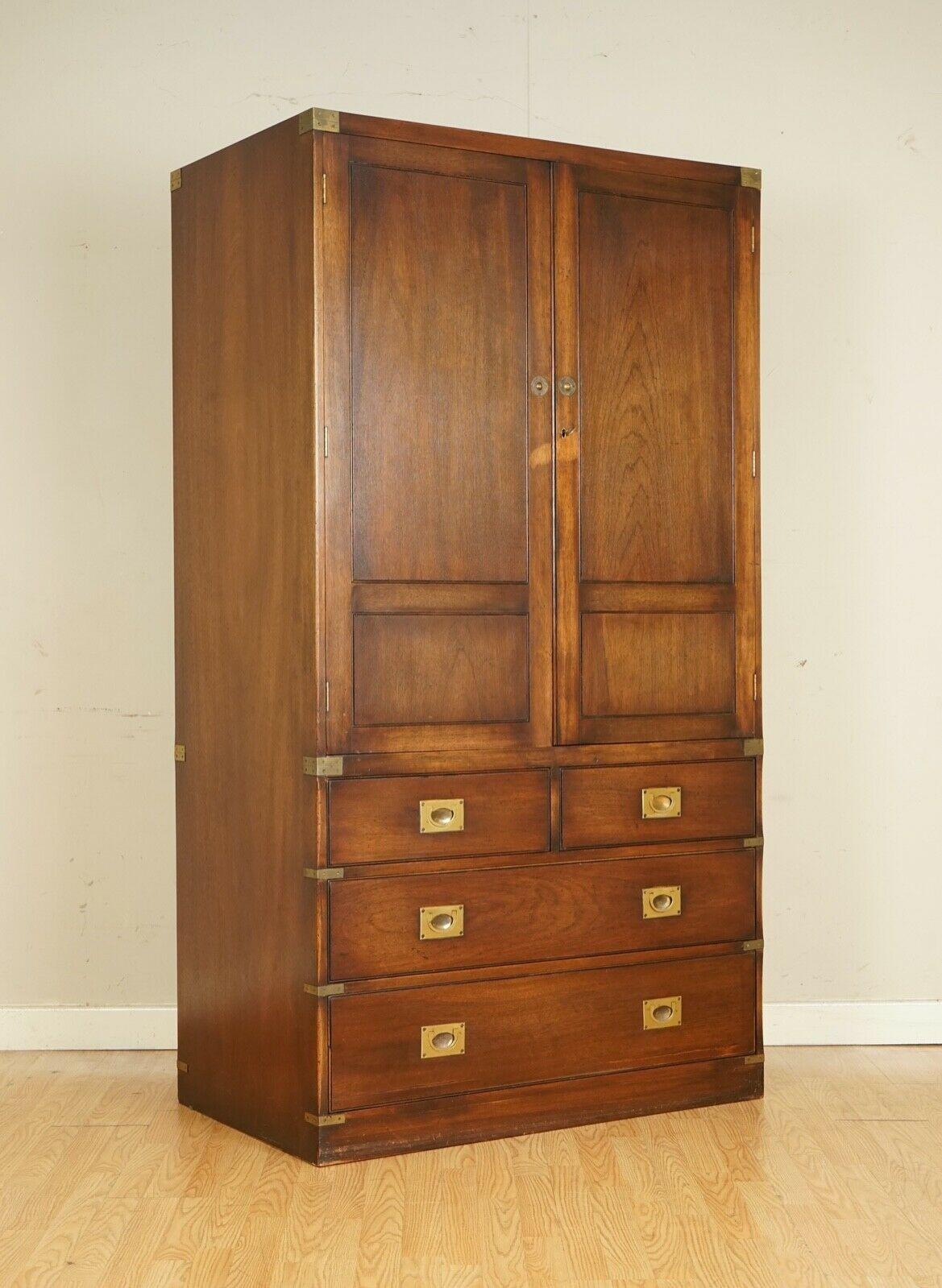 Stunning Bevan and Funnel Military Campaign Wardrobe/Cabinet with Brass Handles 7