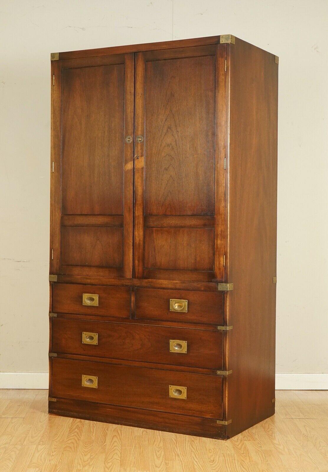 Stunning Bevan and Funnel Military Campaign Wardrobe/Cabinet with Brass Handles 8