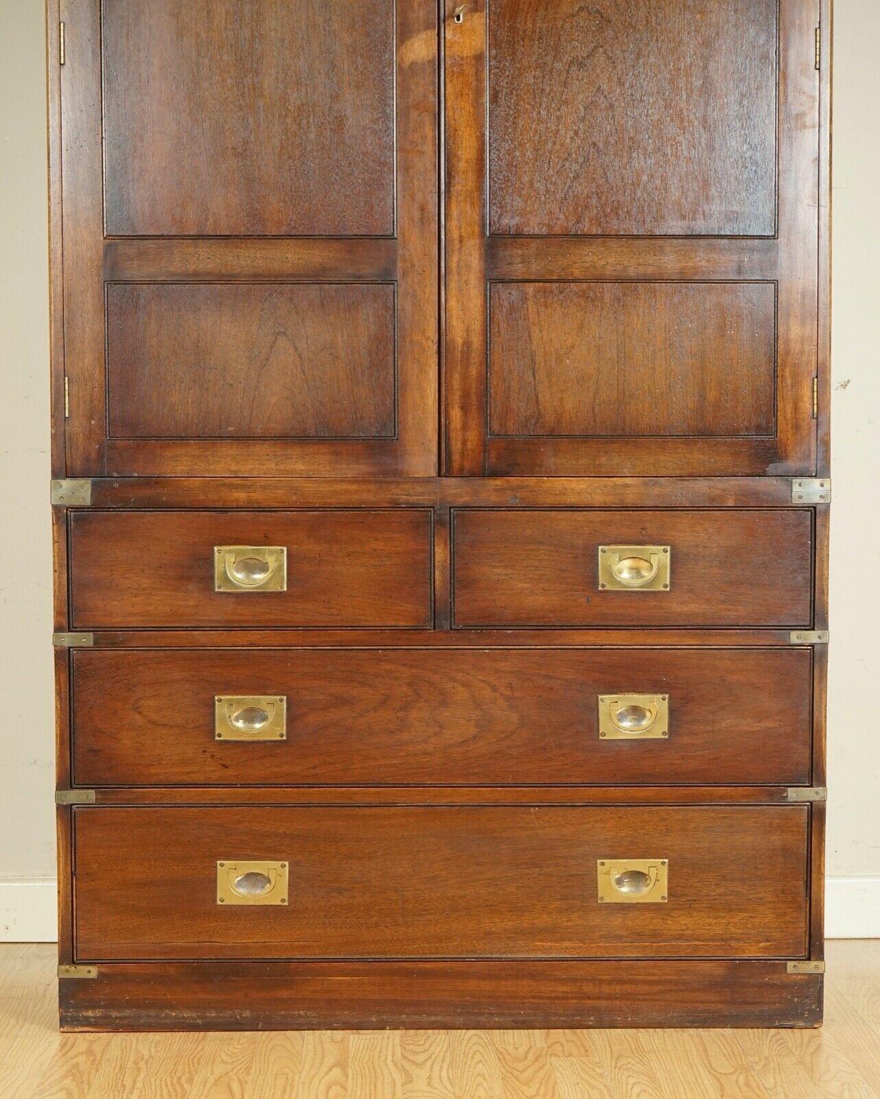 Hand-Crafted Stunning Bevan and Funnel Military Campaign Wardrobe/Cabinet with Brass Handles
