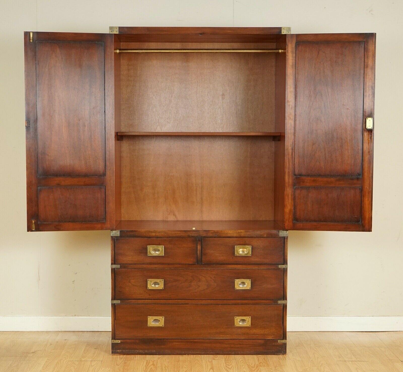 20th Century Stunning Bevan and Funnel Military Campaign Wardrobe/Cabinet with Brass Handles