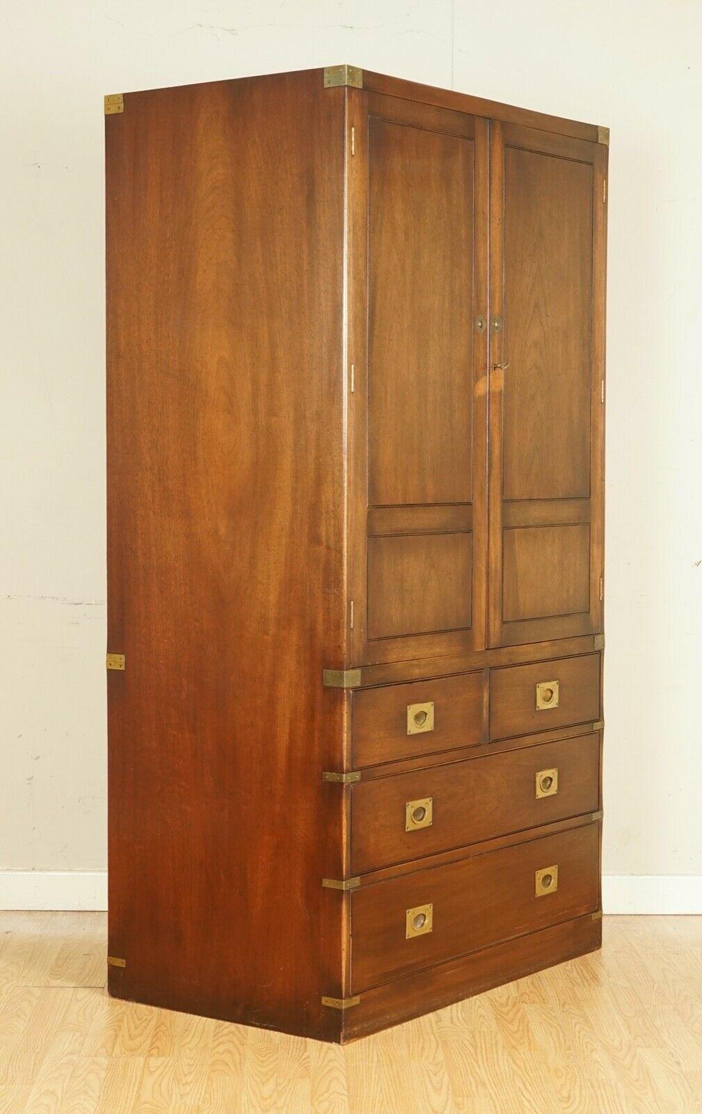 Stunning Bevan and Funnel Military Campaign Wardrobe/Cabinet with Brass Handles 4