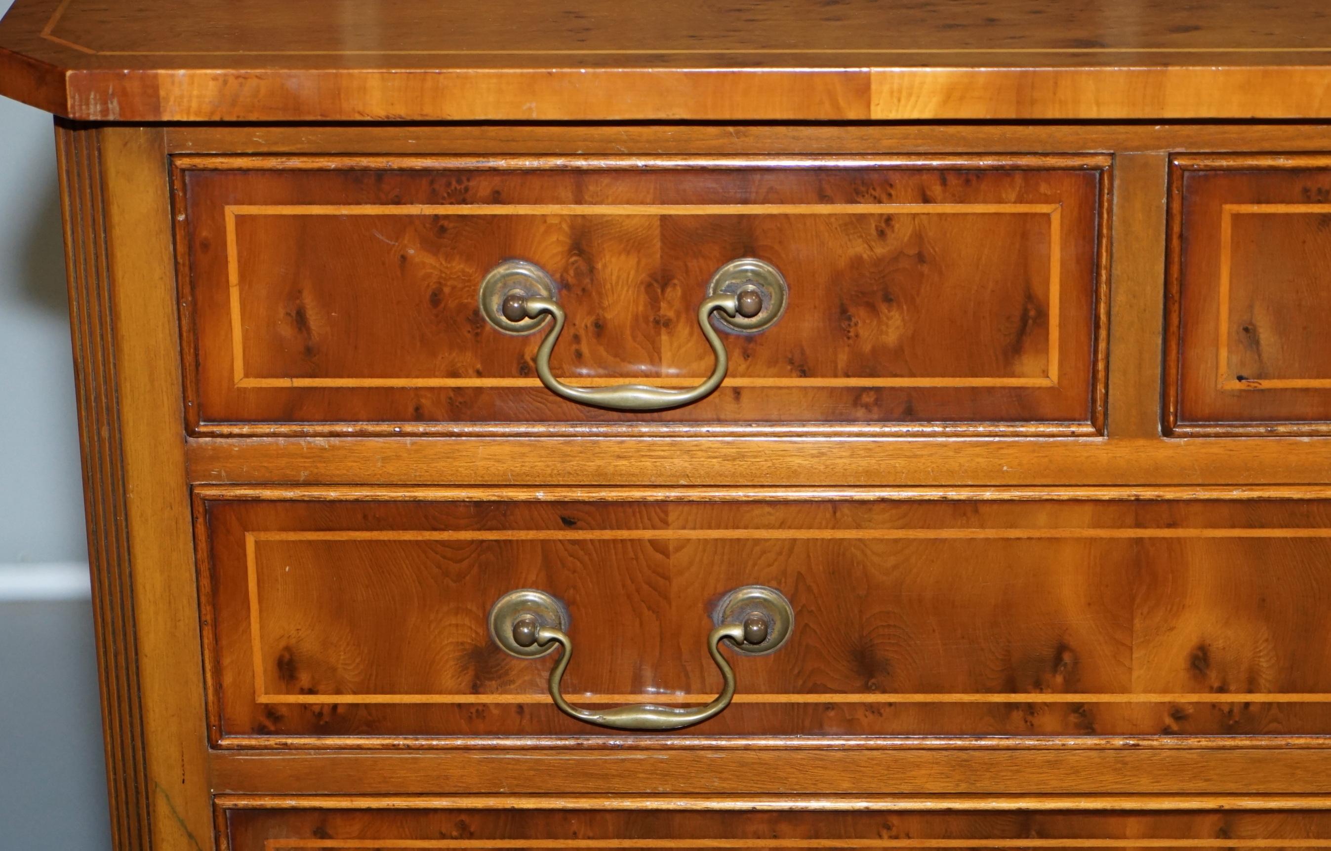 20th Century Stunning Bevan Funnell Vintage Burr Figured Yew Wood Sideboard Chest of Drawers