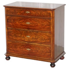 Stunning Biedermeier Flamed Mahogany Small Chest of Drawers Rare Find circa 1820