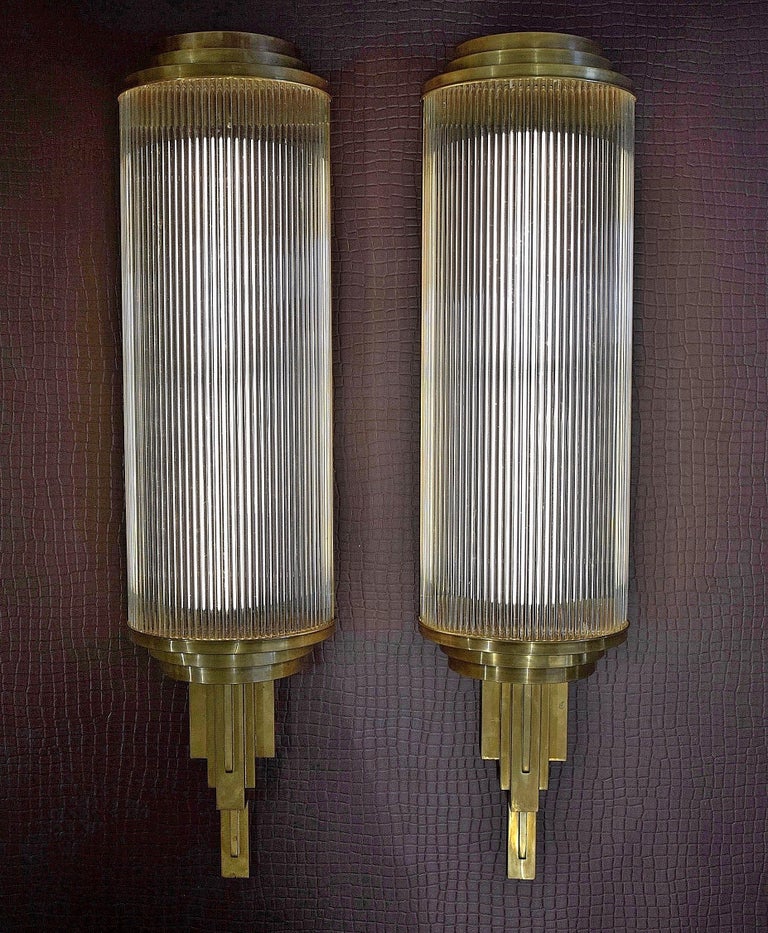 Stunning Big Art Deco Set of Cinema Wall Lights For Sale at 1stDibs