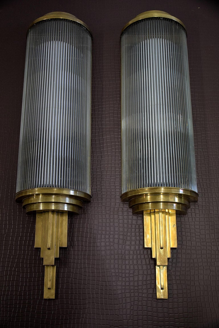Stunning Big Art Deco Set of Cinema Wall Lights For Sale at 1stDibs