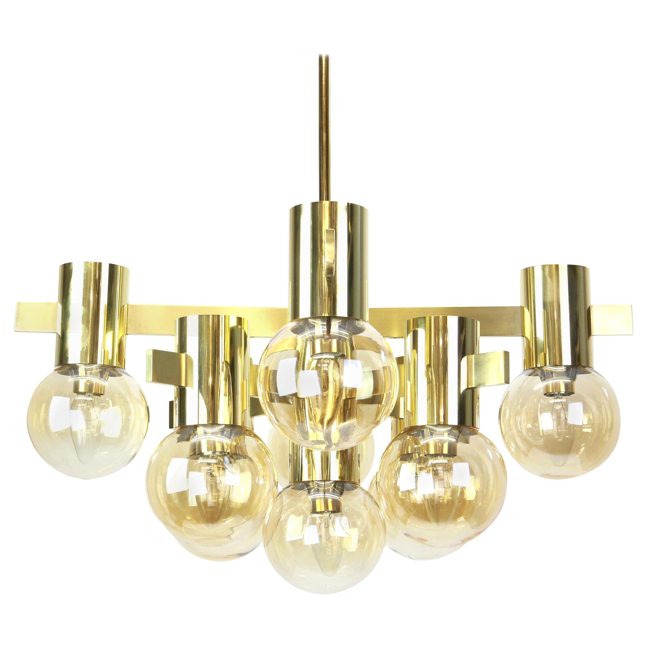 Stunning Big Sciolari Brass Chandelier, Italy, 1960s