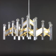 Superbe grand lustre Sciolari:: Italie:: années 1960