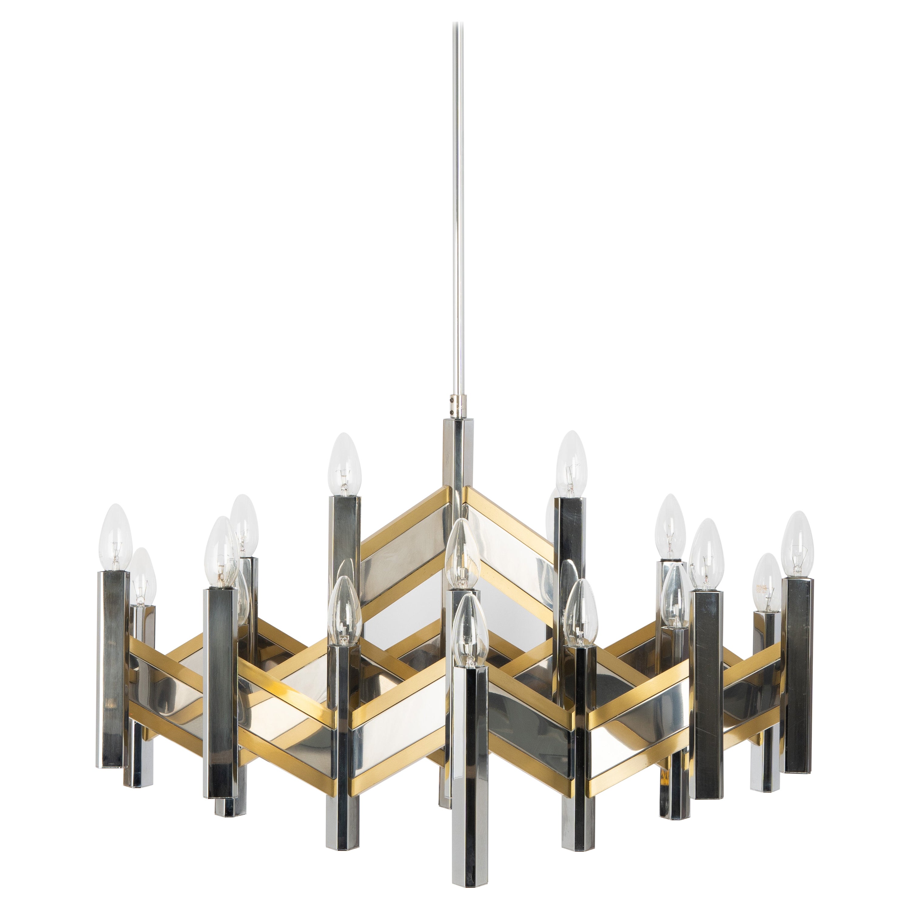 Superbe grand lustre Sciolari , Italie , années 1960