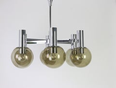 Superbe lustre chromé de style Sciolari, Italie, années 1960