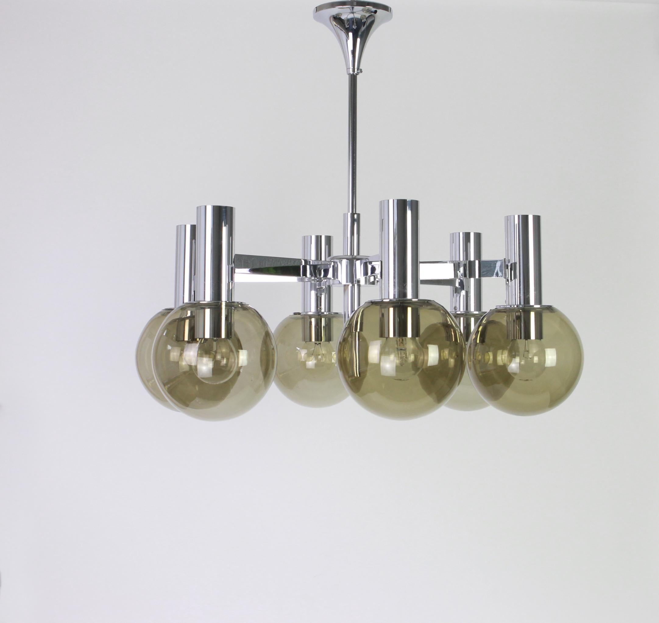 Mid-Century Modern Stunning Big Sciolari Style Chrome Chandelier, Italy, 1960s