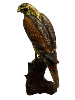 Stunning bird of prey, hawk sculpture, Elli Malevolti, 1970s, Italy