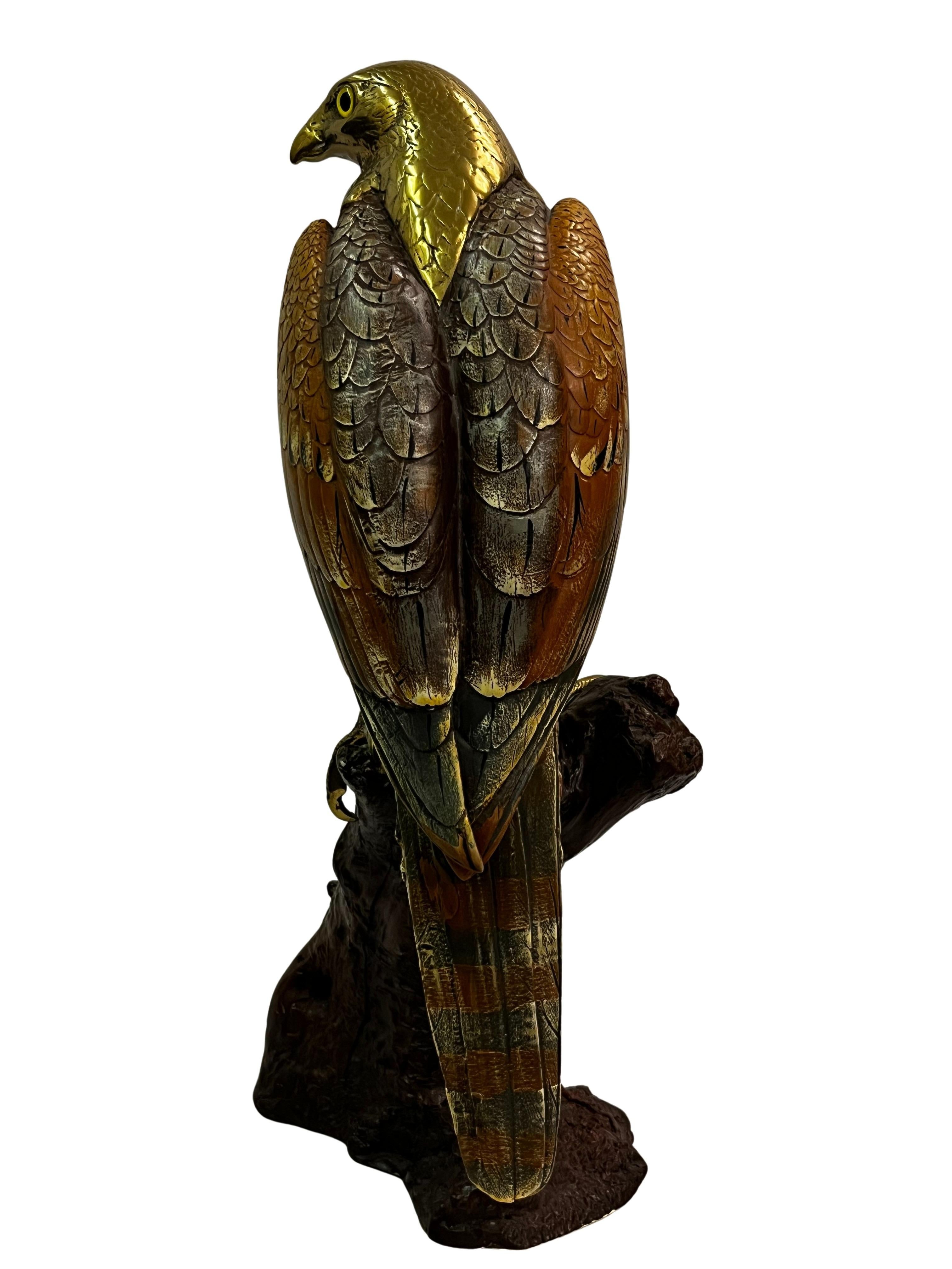 Stunning bird of prey, hawk sculpture, Elli Malevolti, 1970s