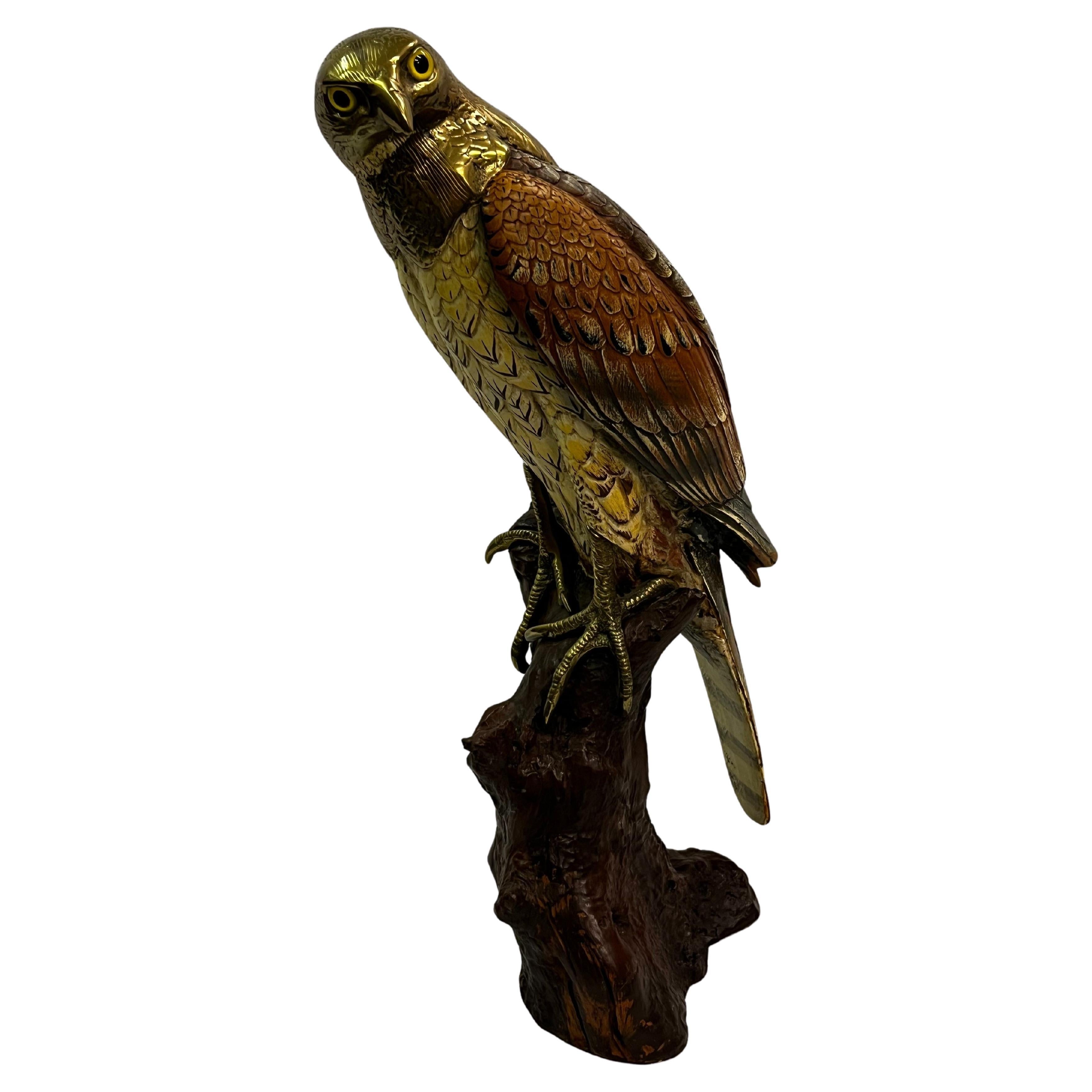 Stunning bird of prey, hawk sculpture, Elli Malevolti, 1970s, Italy For Sale