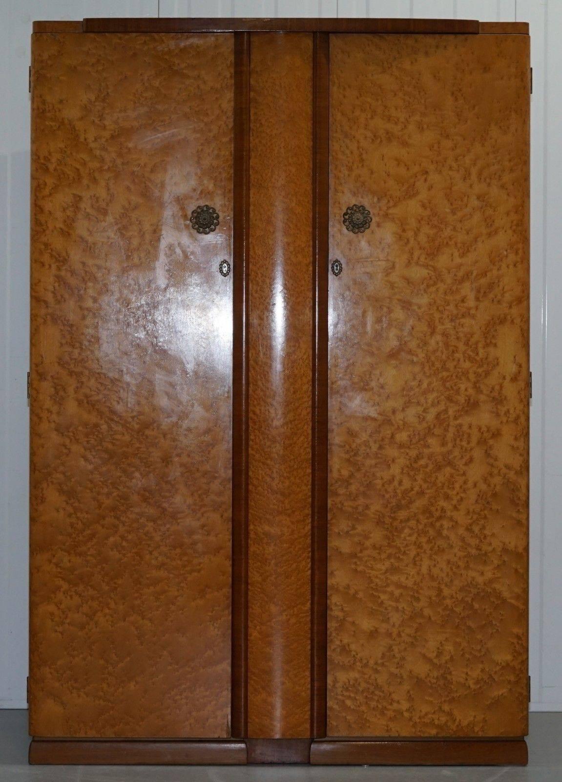 We are delighted to offer for sale this stunning circa 1925 Art Deco bird's-eye maple Tudor Rose Bros LTD wardrobe which is part of a suite

I also have a lovely dressing table and a small wardrobe, the smaller wardrobe is listed under my other