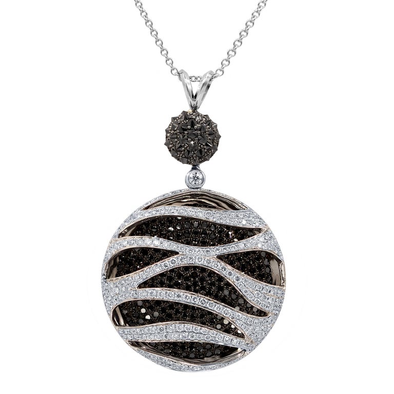 Stunning Black and White Diamond Pendant For Sale