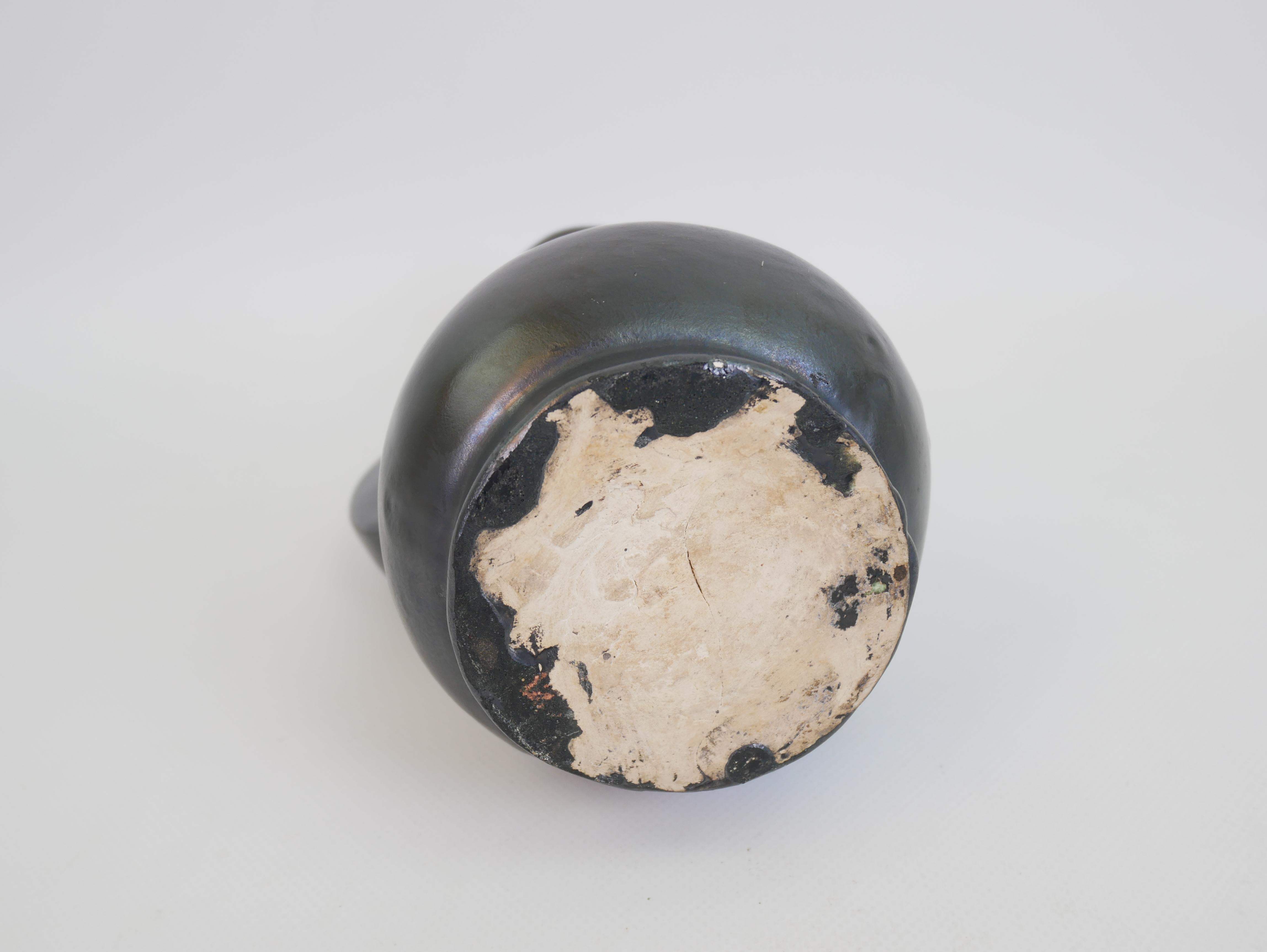 Stunning black ceramic pitcher in the style of Georges Jouve circa 1950 For Sale 11
