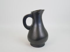Stunning black ceramic pitcher in the style of Georges Jouve circa 1950