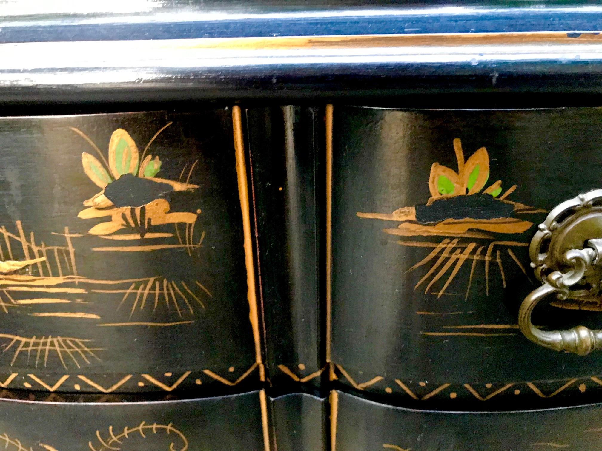Stunning Black & Gold Chinoiserie Curio Cabinet Vitrine 6