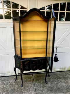 Stunning Black & Gold Chinoiserie Curio Cabinet Vitrine