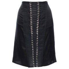 Stunning Black GUCCI by Tom Ford 2004 Crystal Pleated Chiffon Silk Skirt