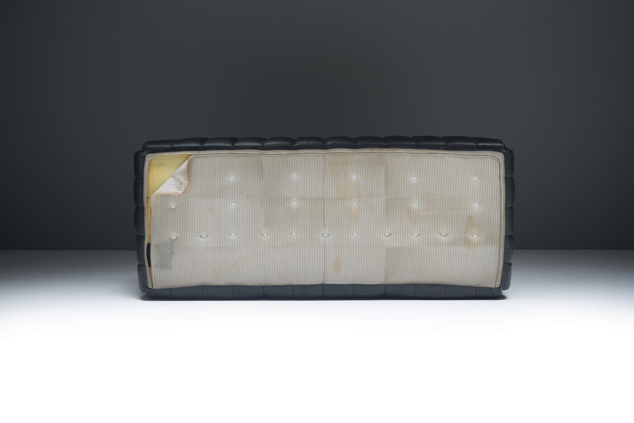 Superbe canapé Kashima en cuir noir 1985 par Michel Ducaroy - Ligne Roset France en vente 9